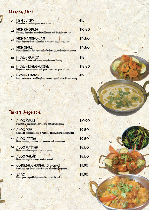 Menu – Gurkha Palace